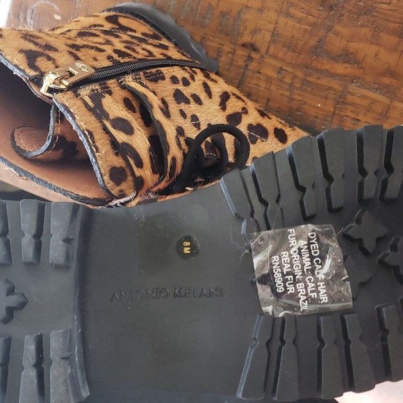 Antonio Melani Bertlli Moto Combat leopard Boots size 8 NWOT - Picture 5 of 8